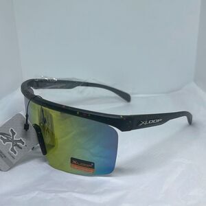 XLoop Sport Shield Sunglasses – Blue Frame, Mirrored Lens, UV400 Protection, Pol